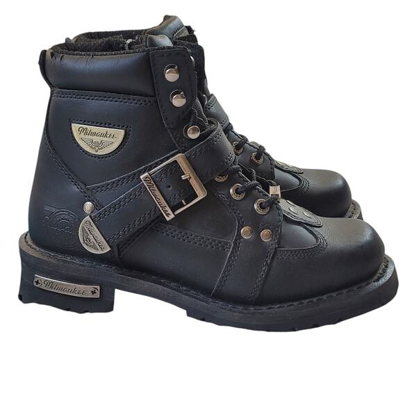 Milwaukee Motorcycle Men's Black Road Captain Boots SZ 7 - Picture 5 of 11